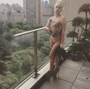 Lady Gaga in a nude bodysuit with three pairs of Alexander McQueen armadillo boots. “Long Live McQueen. Look monsters, we got a sign of love from the beyond,” she wrote. Photo: @ladygaga/Instagram